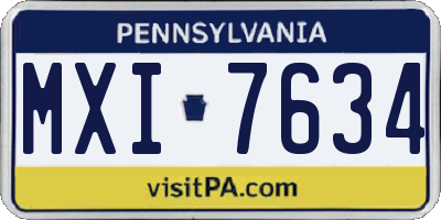 PA license plate MXI7634