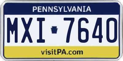 PA license plate MXI7640