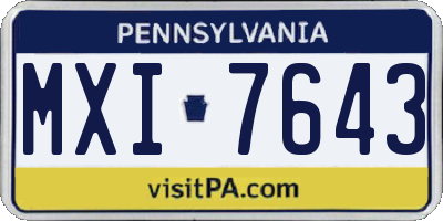PA license plate MXI7643