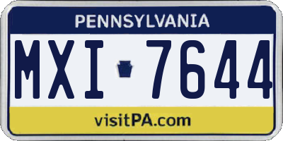 PA license plate MXI7644