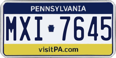 PA license plate MXI7645