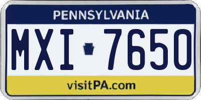 PA license plate MXI7650