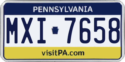 PA license plate MXI7658