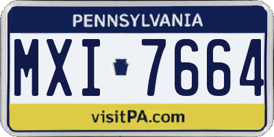 PA license plate MXI7664