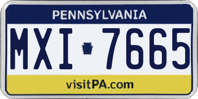 PA license plate MXI7665