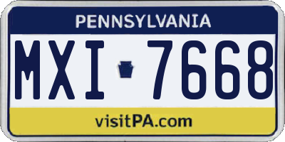PA license plate MXI7668