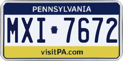 PA license plate MXI7672