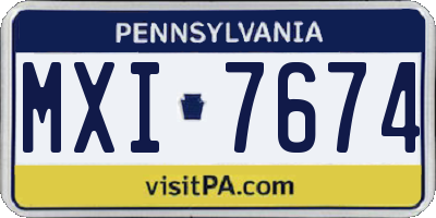 PA license plate MXI7674