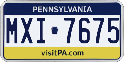 PA license plate MXI7675