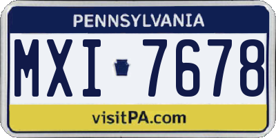 PA license plate MXI7678