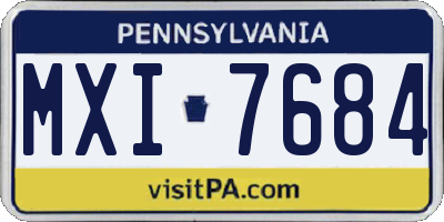 PA license plate MXI7684