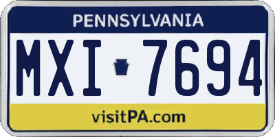 PA license plate MXI7694