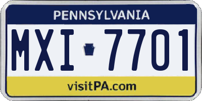 PA license plate MXI7701