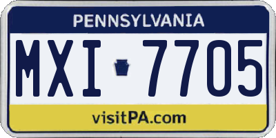 PA license plate MXI7705