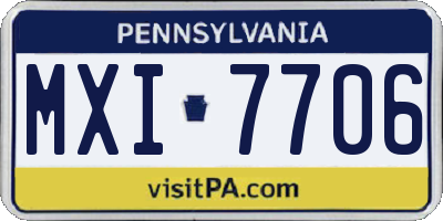 PA license plate MXI7706