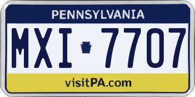 PA license plate MXI7707