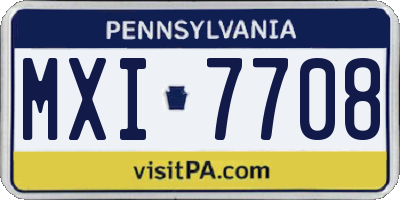 PA license plate MXI7708