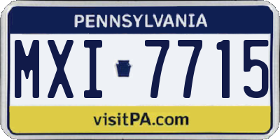 PA license plate MXI7715