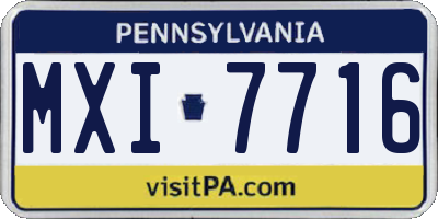 PA license plate MXI7716