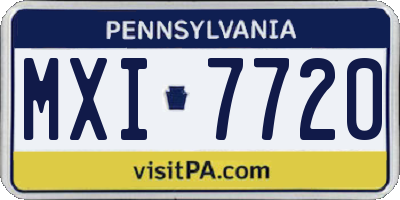 PA license plate MXI7720