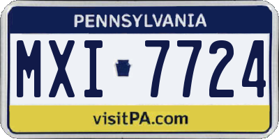 PA license plate MXI7724