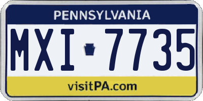 PA license plate MXI7735