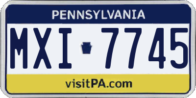 PA license plate MXI7745