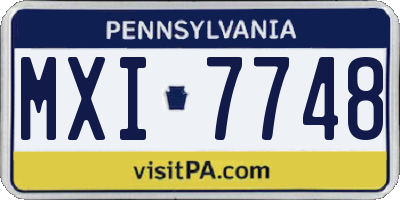 PA license plate MXI7748