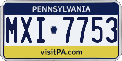 PA license plate MXI7753