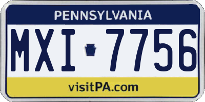 PA license plate MXI7756