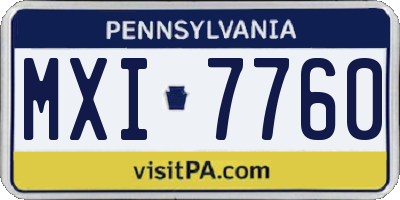 PA license plate MXI7760