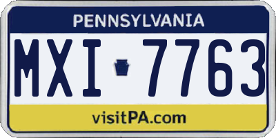 PA license plate MXI7763