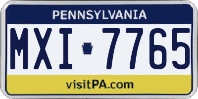 PA license plate MXI7765