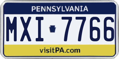 PA license plate MXI7766
