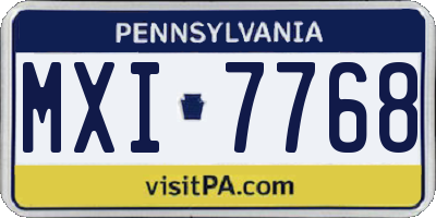 PA license plate MXI7768