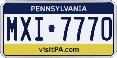 PA license plate MXI7770