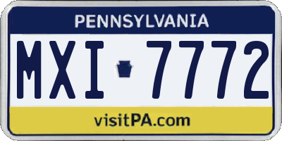 PA license plate MXI7772