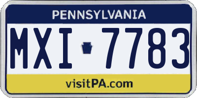 PA license plate MXI7783