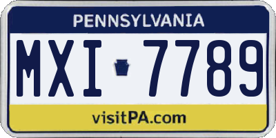 PA license plate MXI7789