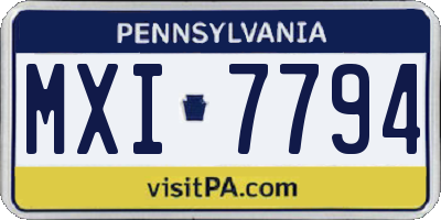 PA license plate MXI7794