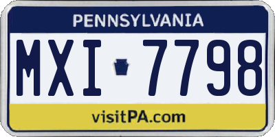 PA license plate MXI7798