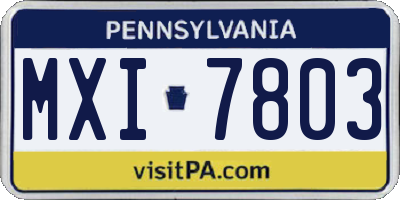 PA license plate MXI7803