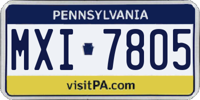 PA license plate MXI7805