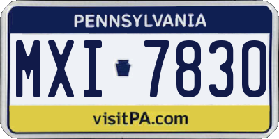 PA license plate MXI7830