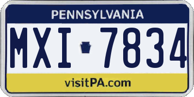 PA license plate MXI7834