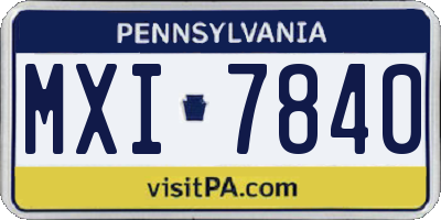 PA license plate MXI7840