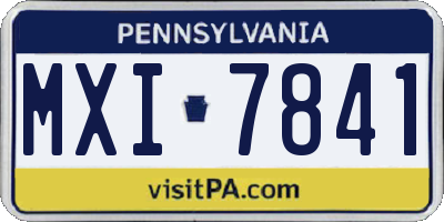 PA license plate MXI7841