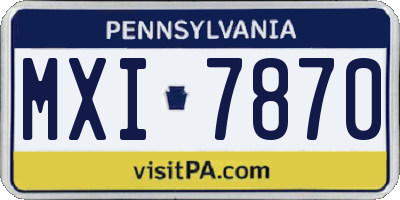 PA license plate MXI7870