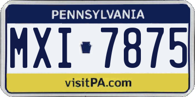 PA license plate MXI7875