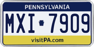 PA license plate MXI7909
